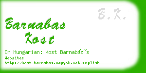 barnabas kost business card